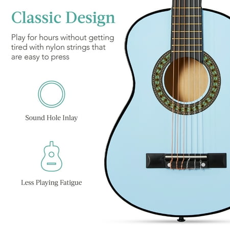 Best Choice Products 30in Kids Acoustic Guitar Beginner Starter Kit with Tuner, Strap, Case, Strings - Light Blue - A4 - 1422