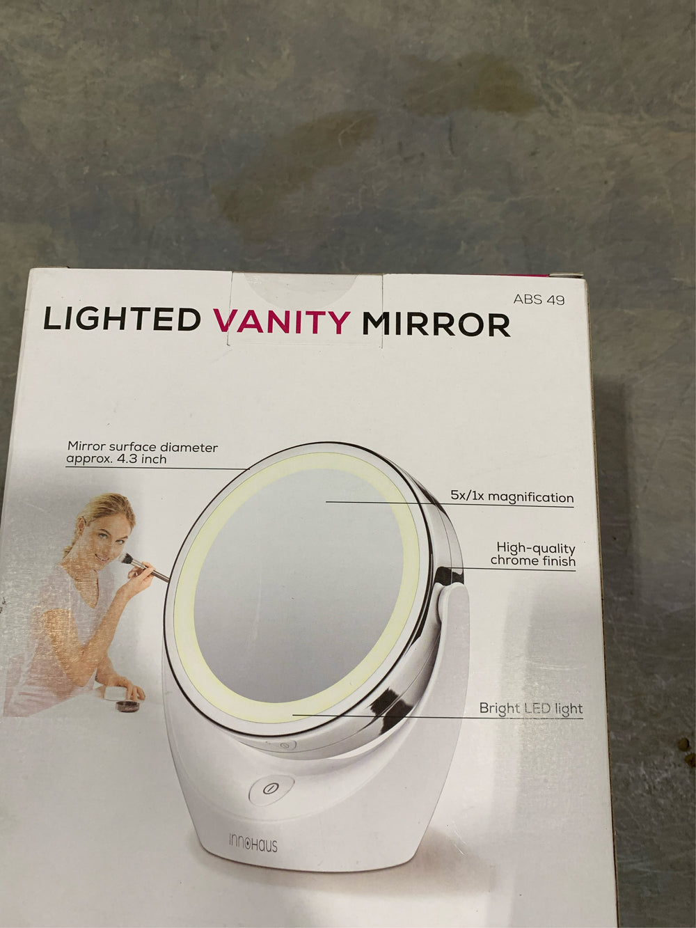 5x Magnifying Double-Sided Cosmetic Vanity Makeup Mirror Illuminated LED Lights 360  Degree Swivel Rotation On/Off Button Chrome Finish Cordless - K7 - 205 -A7-0390 -E1-0648 -E2-0672 -E4-0753 -E4-0754 -A5-1102 -B14-1345