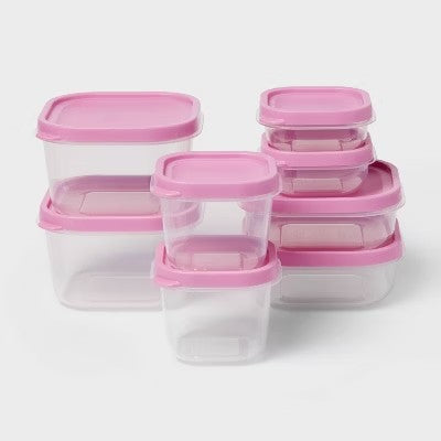 16pc (set of 8) Plastic Food Storage Container Set Pink - Room Essentials  1171b