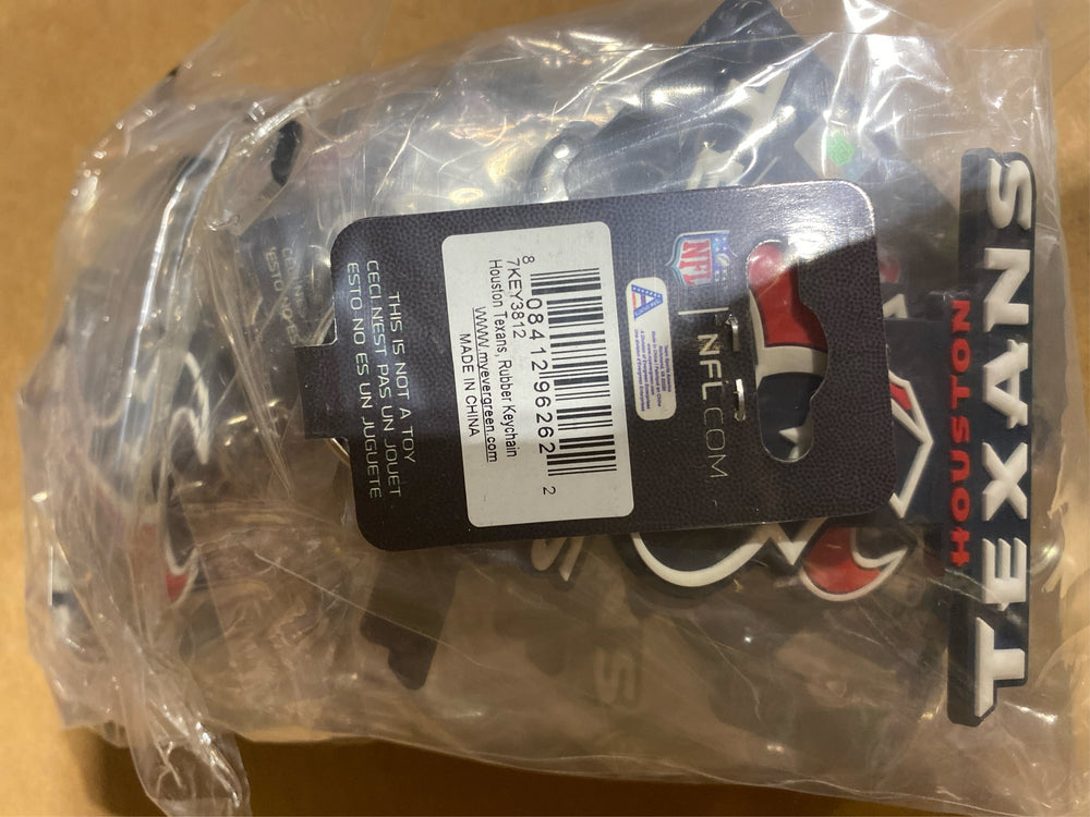 (Lot of 15) Team Sports America NFL Houston Texans Bold Sporty Rubber Keychain - 5" Long x 3" Wide x 0.2" High - G14 - 288