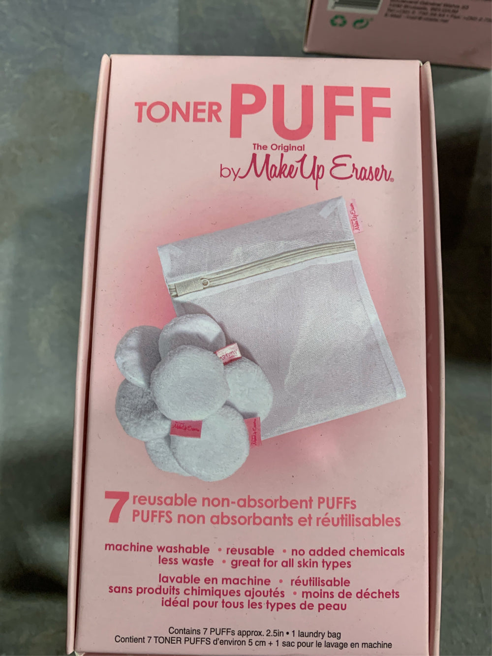 MakeUp Eraser Toner Puff 7pc Set, Reusable and Machine Washable Rounds, Laundry Bag Included -B7-0377 -B7-0378 - F2-0664 -B7-1188 -B7-1189 -B7-1190