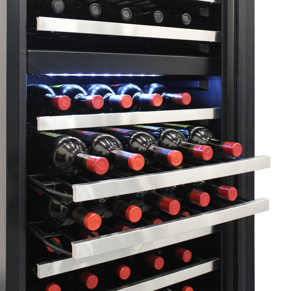 Vinotemp 23.5-in W 155-Bottles Black Dual Zone Cooling Built-In /freestanding Indoor Wine Cooler