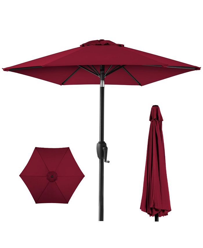 Best Choice Products 7.5ft Heavy-Duty Outdoor Market Patio Umbrella w/ Push Button Tilt, Easy Crank - Red 1761