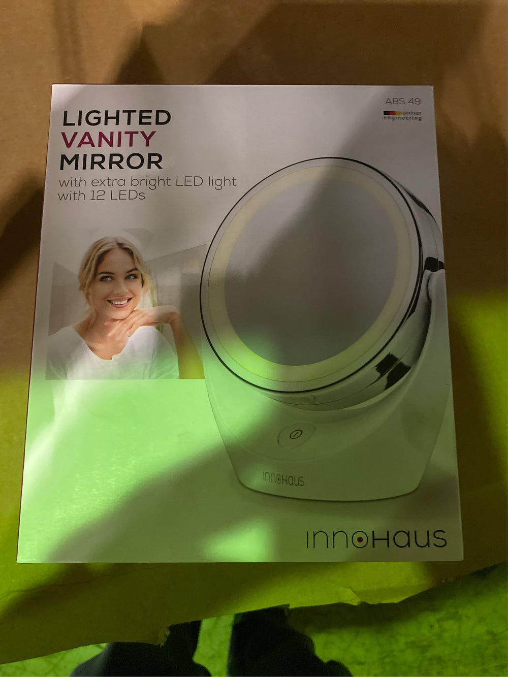 5x Magnifying Double-Sided Cosmetic Vanity Makeup Mirror Illuminated LED Lights 360  Degree Swivel Rotation On/Off Button Chrome Finish Cordless - K7 - 204