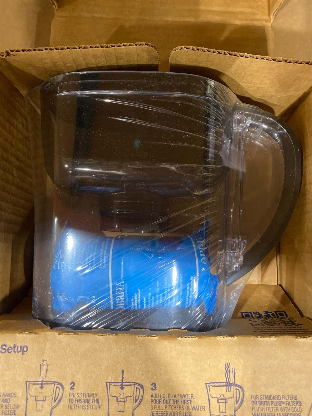 Brita Water Filter Space Saver Pitcher for Tap and Drinking Water with 1 Elite Filter, Black - L2 - 1418