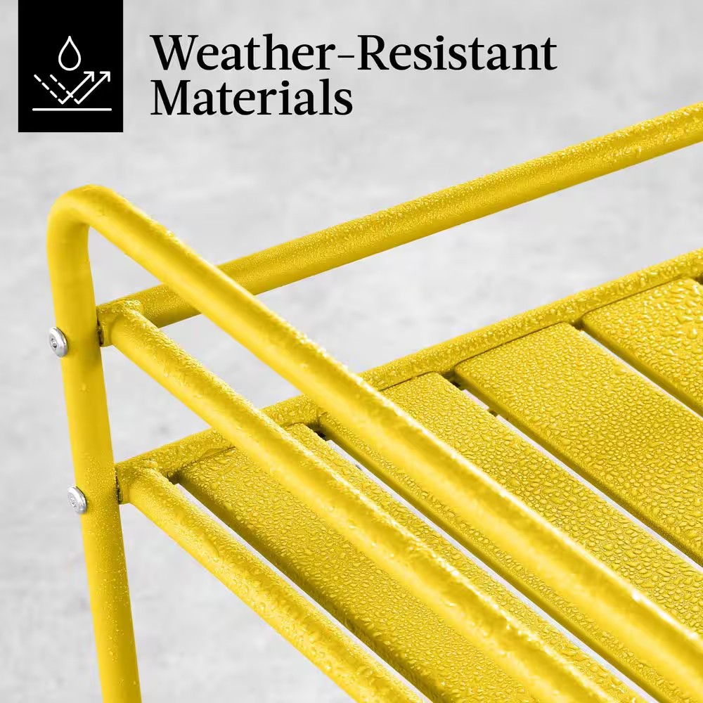 2-Tier Yellow Outdoor/Indoor Metal Bar Serving Cart with Storage Shelves and Lockable Wheels -A6-0498