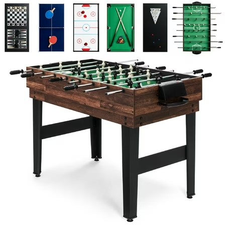 Best Choice Products 2x4ft 10-in-1 Combo Game Table Set w/ Hockey, Foosball, Pool, Shuffleboard, Ping Pong - Dark Wood - D3 - 1419