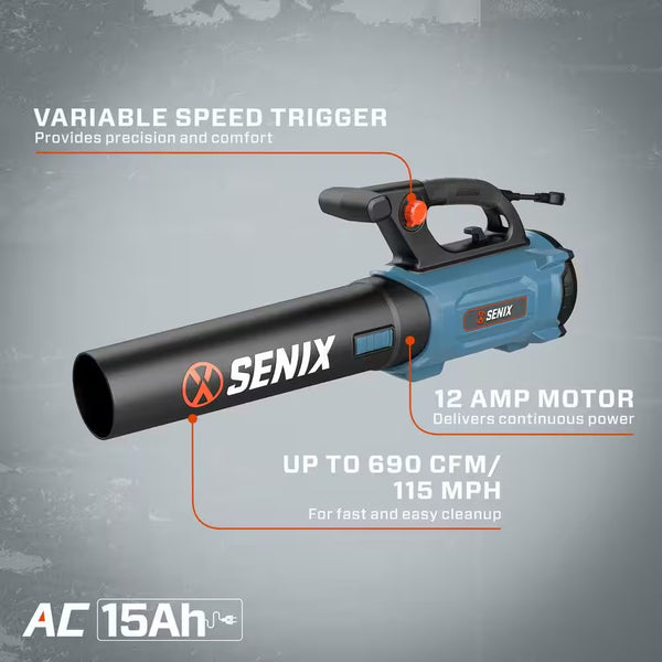 115 MPH 690 CFM 12-Amp Electric Handheld Leaf Blower 1893