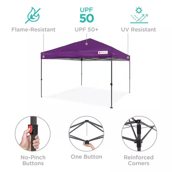 8 ft. X 8 ft. Amethyst Purple Pop Up Canopy with 1-Button Setup, Wheeled Case, 4-Weight Bags -G2-0792