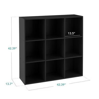 Best Choice Products 9-Cube Bookshelf, 13.5in Display Storage System, Organizer w/ Removable Back Panels - Black - L5 - 1976