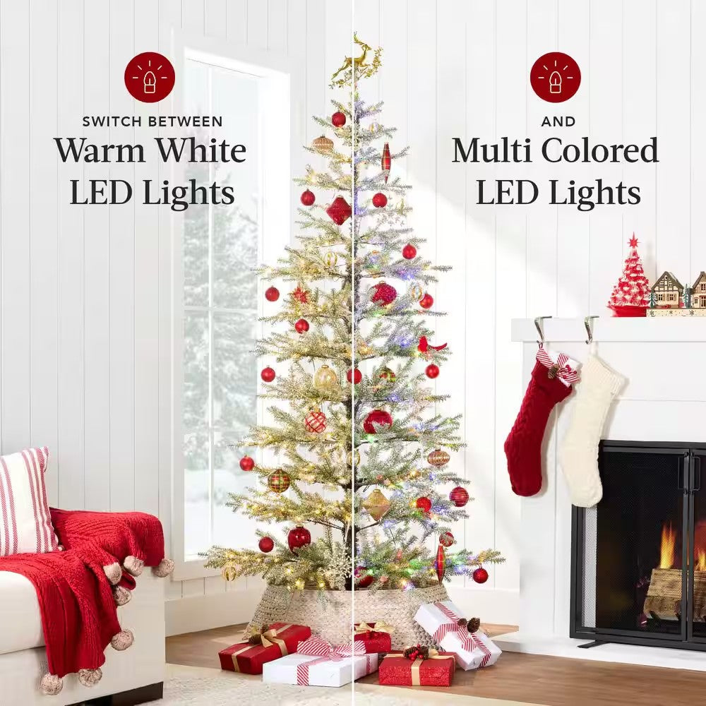 6 ft. Pre-Lit LED Flocked Sparse Artificial Christmas Tree with 200 2-in-1 Lights 880