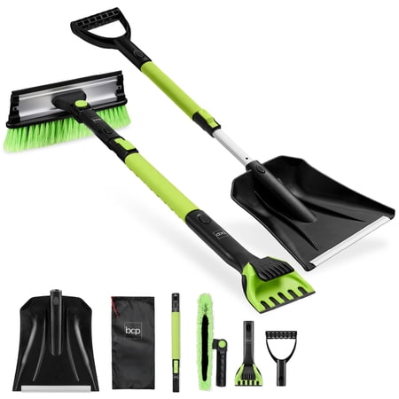 Best Choice Products 39" Extendable 4 in 1 Snow Brush with Shovel, Squeegee & Ice Scraper - Lime - B10 - 1477