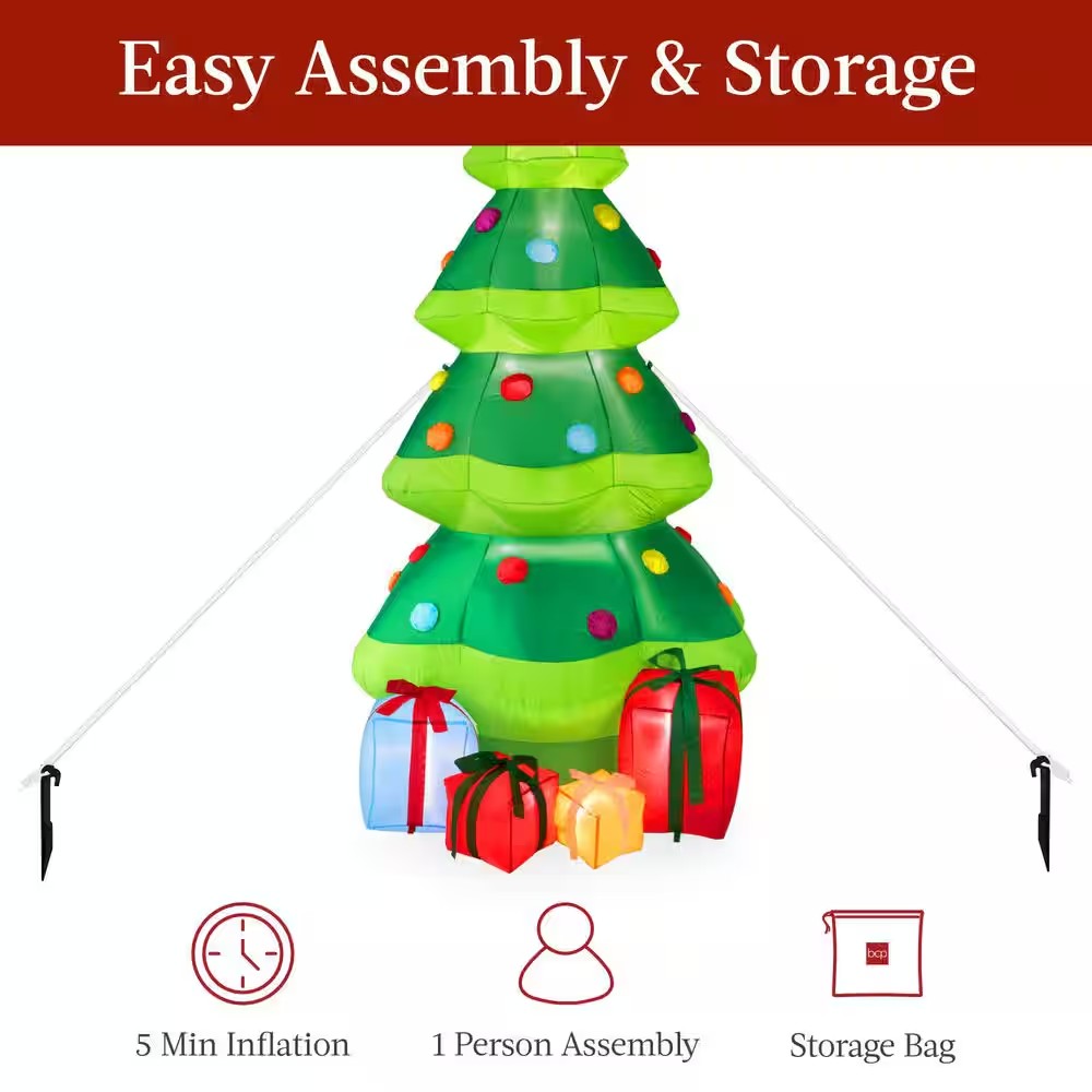 10 ft. Height by 5 ft. Width Inflatable Christmas Tree with 10 LED Lights - B4 - 461