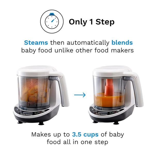 Baby Brezza One Step Baby Food Maker Deluxe   Auto shut Off, Dishwasher Safe Cooker and Blender to Steam + Puree Organic Food for Infants + Toddlers - Set of 3 Pouches + 3 Funnels - B10 - 1249
