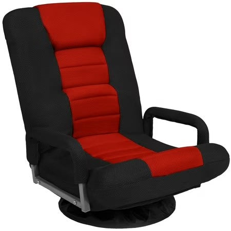 Best Choice Products 360-Degree Swivel Gaming Floor Chair w/ Armrest Handles, Foldable Adjustable Backrest - Black/Red -C3-1035