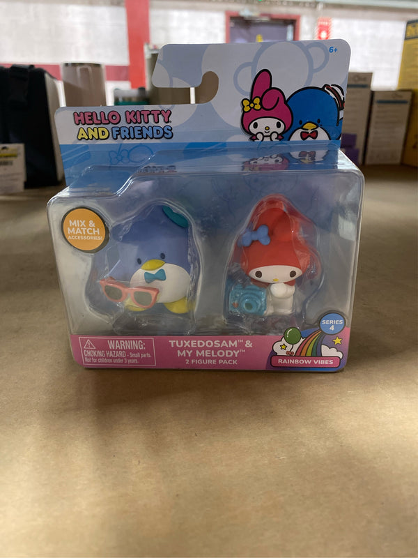 Hello Kitty and Friends - 2 inch 2 Figure Pack - Rainbow Vibes - Tuxedosam Sunglasses, My Melody Camera - F8 - 1909