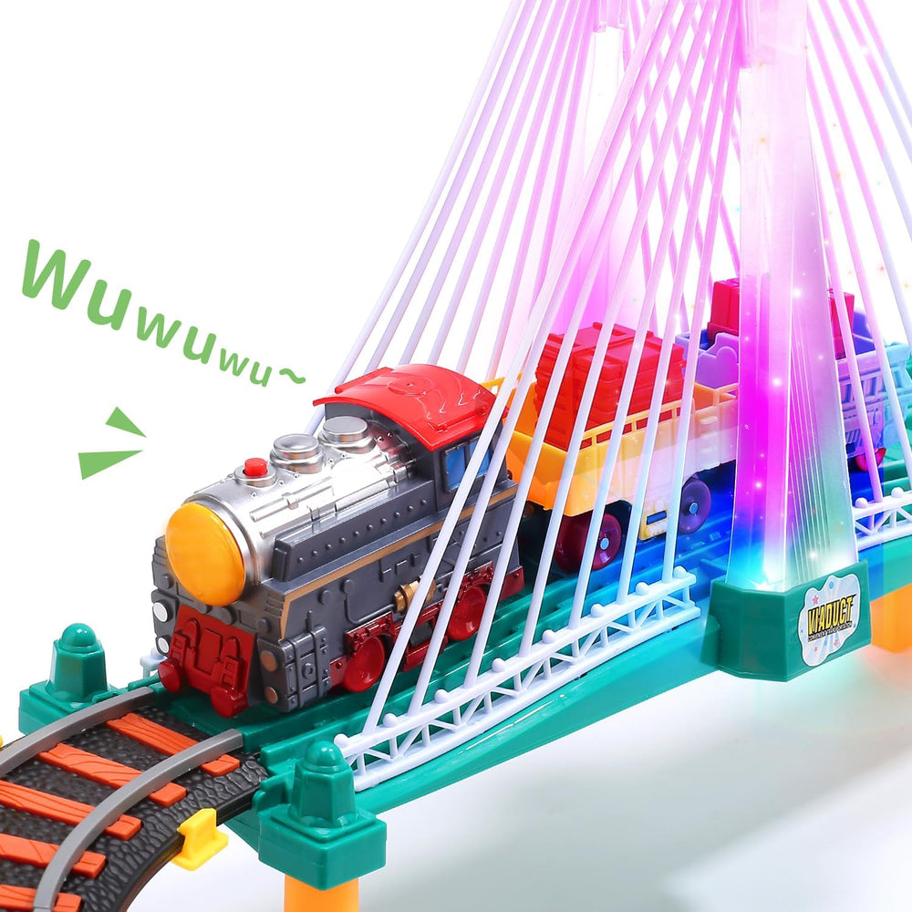 Electric Toddler Train Set Toy, Battery Powered Railway Train Track Toy Playset for Kids Ages 3 4 5, Boys and Girls 1290