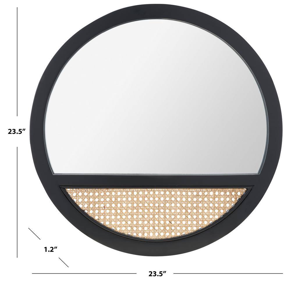 Deonna 23.5 in. W x 23.5 in. H Wood Round Modern Black/Natural Wall Mirror - H10 - 232