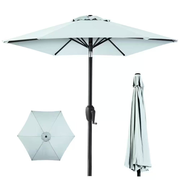 Baby Blue 7.5 ft. Outdoor Market Patio Umbrella with Crank and Tilt -L14-1916