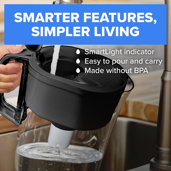 Brita Large 10-Cup Water Filter Pitcher, WQA NSF/ANSI Certified, Reduces 99% of Lead, Microplastics, & 30 Contaminants, BPA-Free, Removes Chlorine Taste & Odor, 1 Normal Filter, White - K3 - 1420