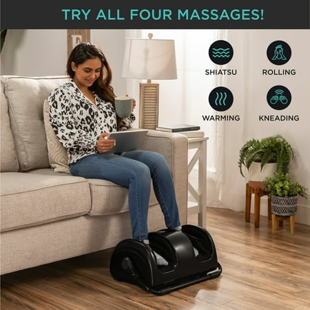 Best Choice Products Foot Massager Machine, Therapeutic Reflexology Massager w/ High-Intensity Rollers - Satin Black - K7 - 1585