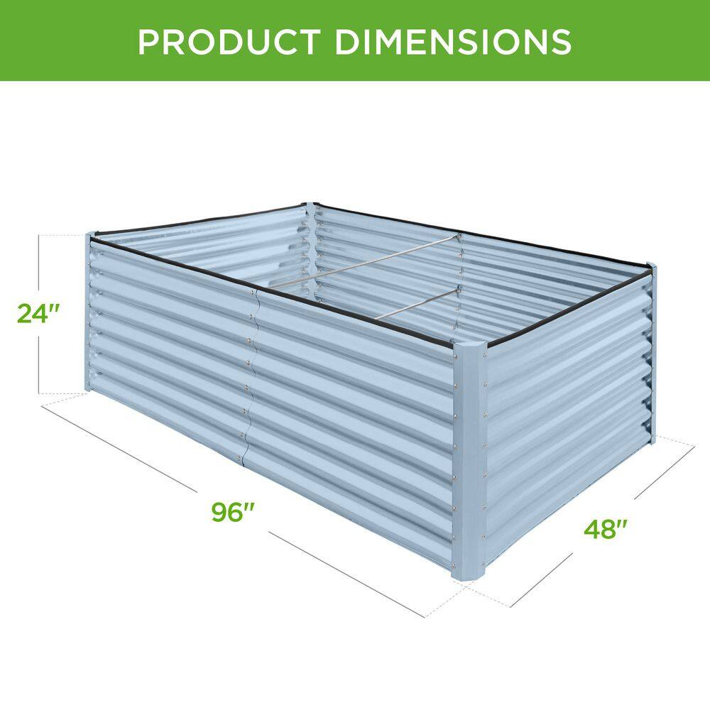 8 ft. x 4 ft. x 2 ft. Mist Blue Outdoor Steel Raised Garden Bed, Planter Box for Vegetables, Flowers, Herbs - D3 - 1418