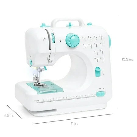 Best Choice Products 6V Portable Sewing Machine, 42-Piece Beginners Kit w/ 12 Stitch Patterns - Teal/White 1245b