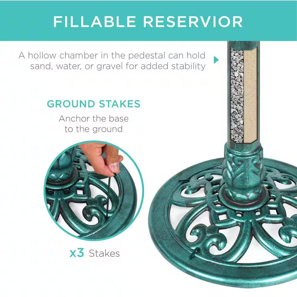 Best Choice Products Pedestal Green Birdbath - L7 - 1551 -J6-1586