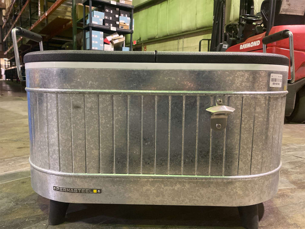 Permasteel Patio Cooler   Large Outdoor Ice Chest, Beverage Cooler for Backyard, BBQ, Tailgate, Beach, Parties, Rustic Farmhouse Design - L13 - 291