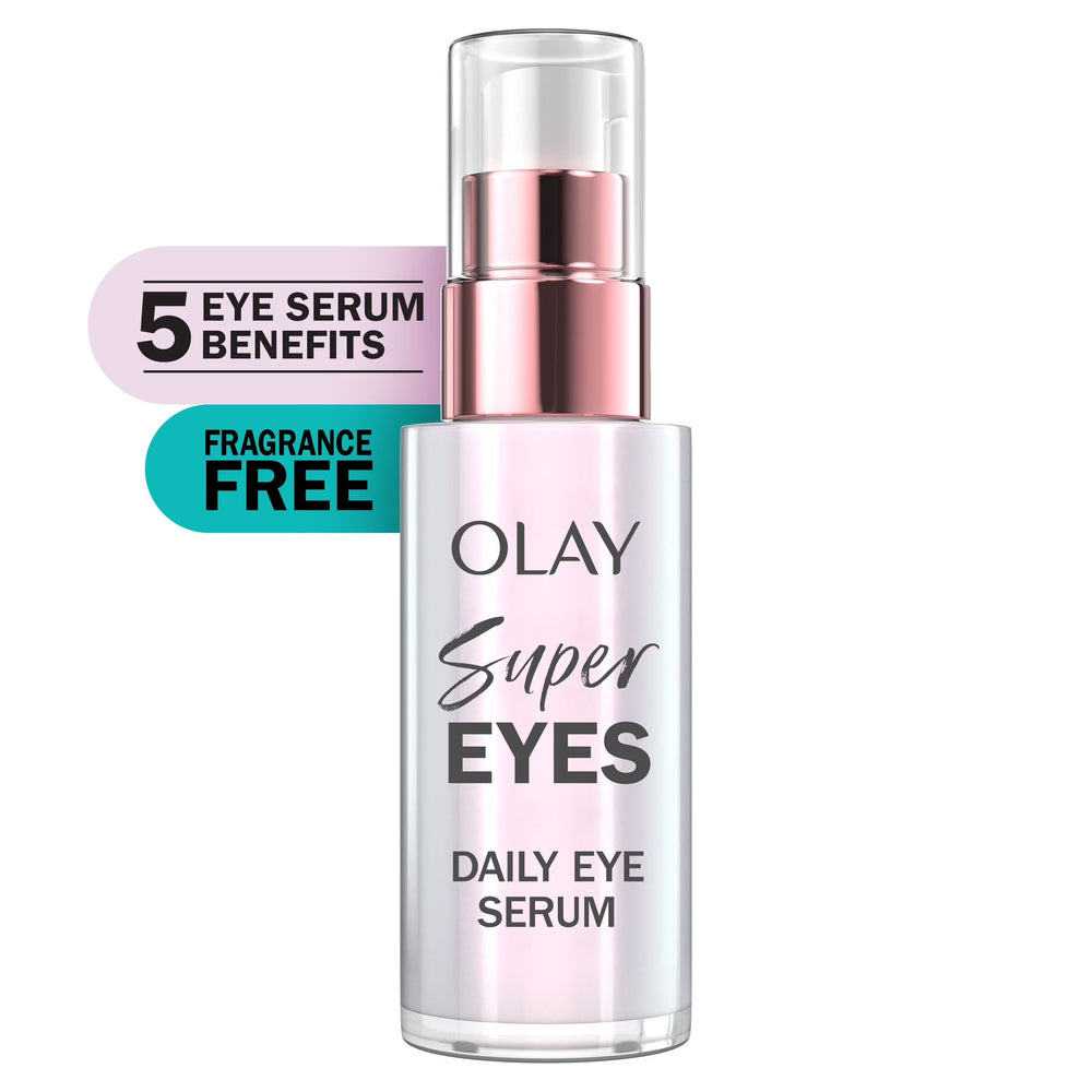 Olay Super Eye Serum - Vitamin C Caffeine Niacinamide Amino Peptide Aloe Vera - Brightens Dark Circles Anti-Wrinkle Anti-Aging Brightening Smooths Fine Lines Firming Hydrating 0.45 Oz - K5 - 199