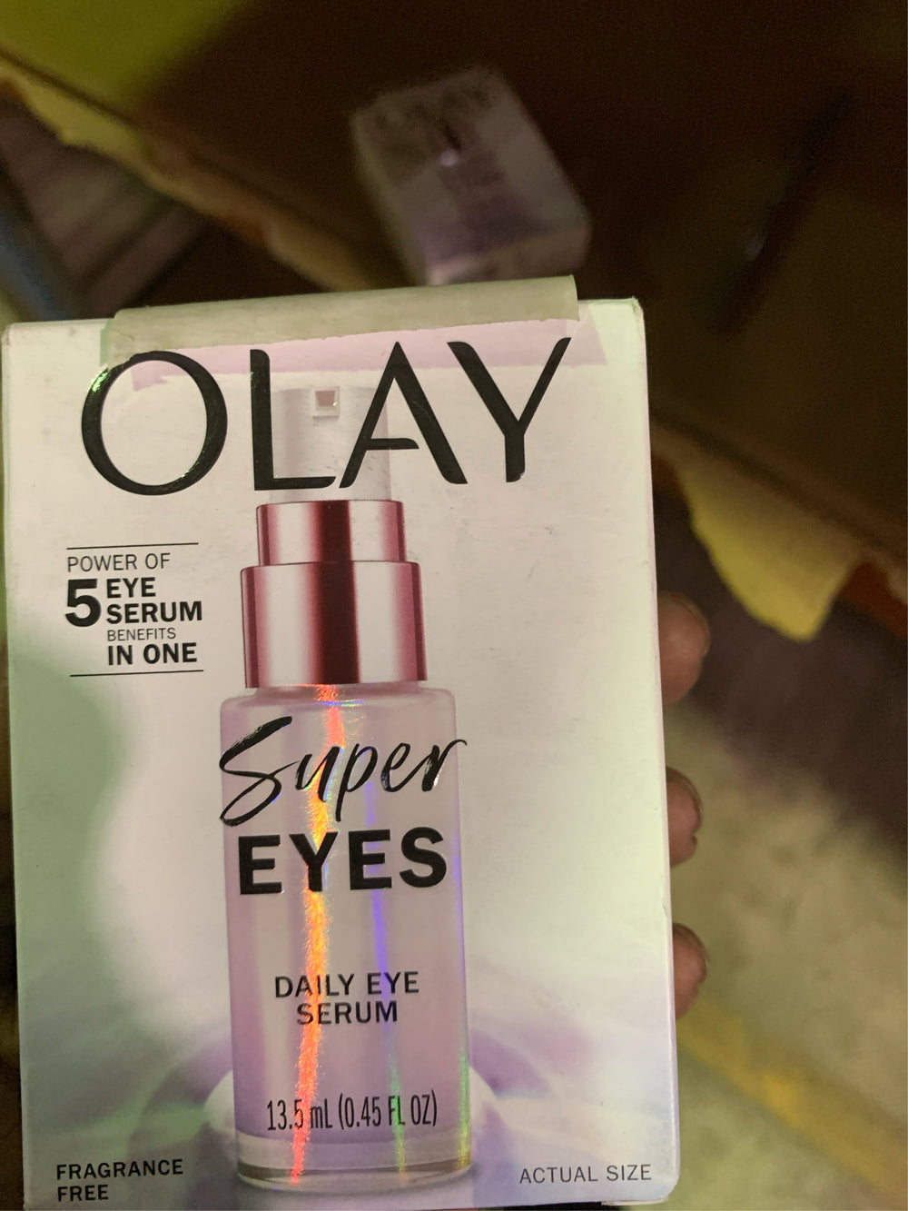 Olay Super Eye Serum - Vitamin C Caffeine Niacinamide Amino Peptide Aloe Vera - Brightens Dark Circles Anti-Wrinkle Anti-Aging Brightening Smooths Fine Lines Firming Hydrating 0.45 Oz - K5 - 199 -B7-0394
