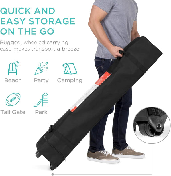 Best Choice Products 10x10ft Pop Up Canopy Tent, Outdoor Shade, 1 Person 1 Minute Set Up, Carry Case, 4 Weight Bags - Lilac/White 1753