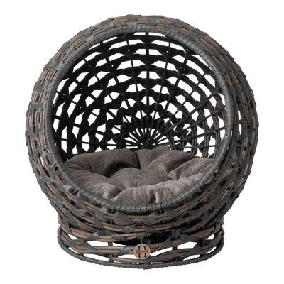 Huntley Pet Rattan Cat Bed Condo, Elevated with Round cushion - B7 - 524
