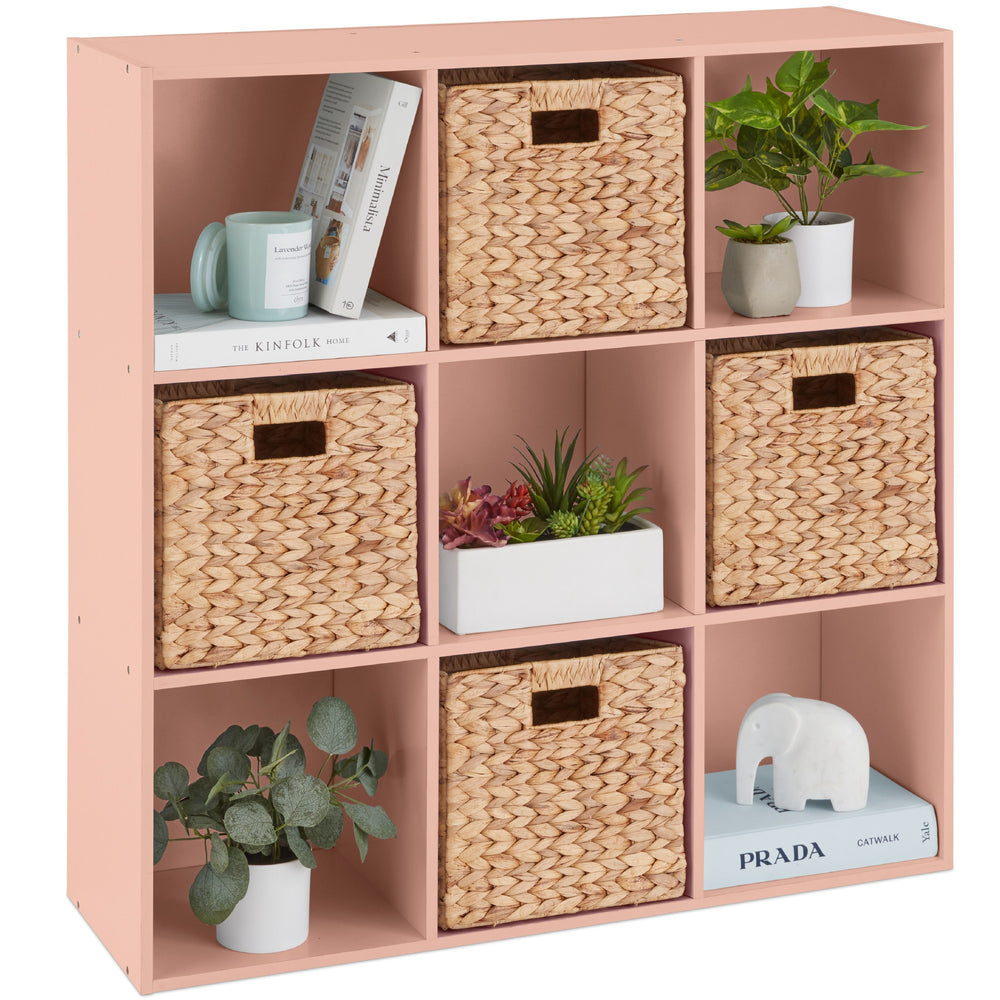9-Cube Bookshelf Storage Display W/ 3 Removable Panels, Customizable Design - Light Pink - G9 - 1015