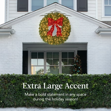 Best Choice Products 48in Artificial Pre-Lit Fir Christmas Wreath Decor w/ Red Bow, 250 LED Lights, 714 Tips, Plug-In - E2 - 961