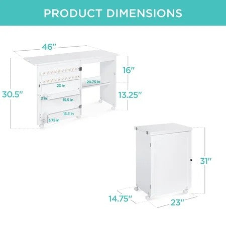 Best Choice Products Sewing Machine Table & Desk w/ Craft Storage and Trays - White B1244