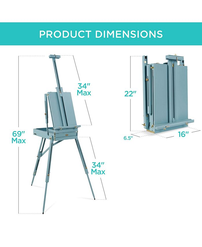 Best Choice Products French Easel, 32pc Beginners Kit Portable Wooden Adjustable Tripod w/ Paint Supplies - Blue - NO SIZE -G1-1637