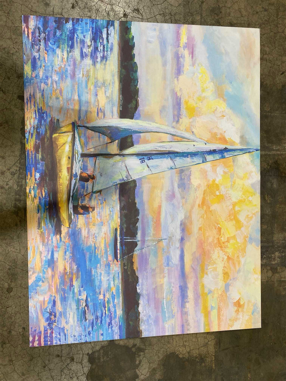 Stupell Industries 'Vivid Nautical Sailboat Landscape', Canvas Art, 30 x 24 Inches, Easy to Hang and Sturdy, Made in USA, by Jeanette Vertentes - D7 - 1274