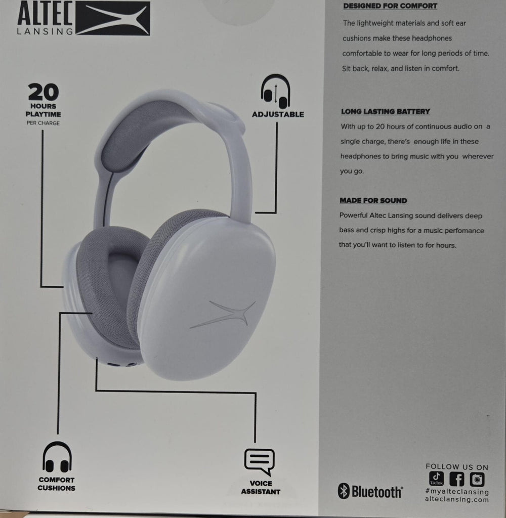 Altec Lansing BOOST Wireless Over Ear Headphones MZX3007-WHTSIL - C14 - 1357