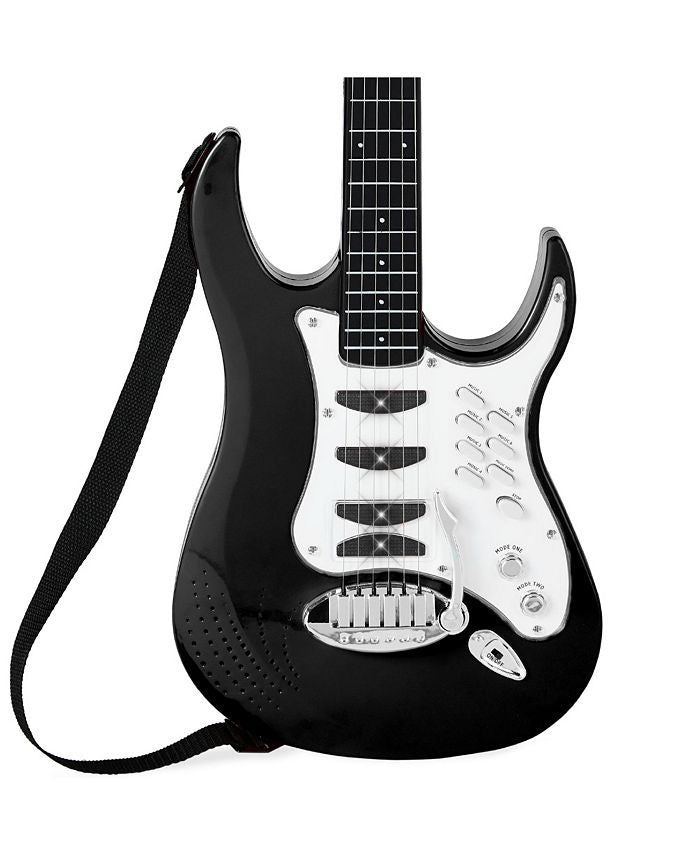 Best Choice Products Kids Electric Musical Guitar Toy Play Set w/ 6 Demo Songs, Whammy Bar, Microphone, Amp, AUX - Black - NO SIZE - L1 - 1945