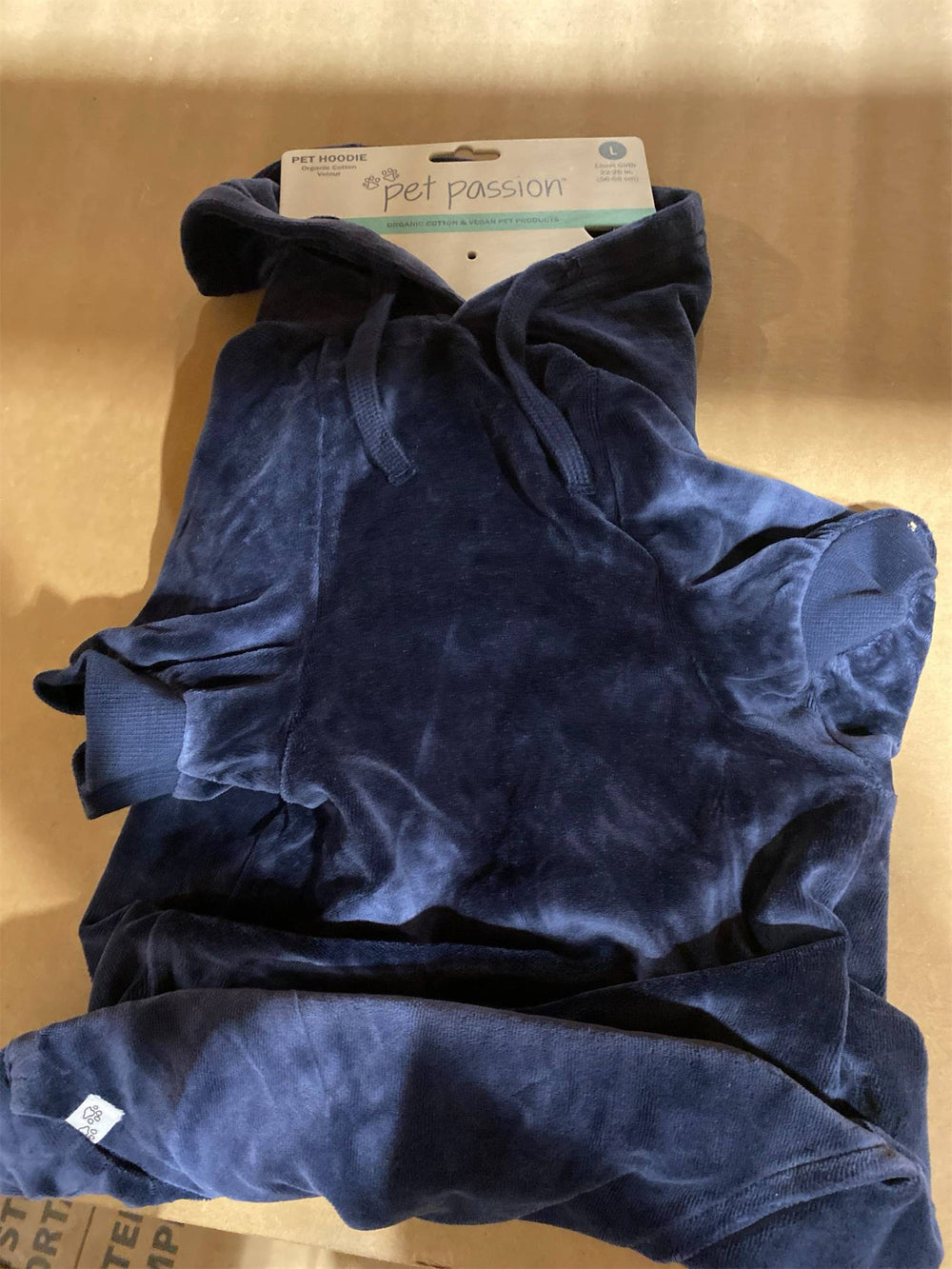 Pet Passion Cooper II Organic Cotton Velour Dog Hoodie Pet Coat for Small, Medium and Large Dogs, Navy, Large - F13 - 227