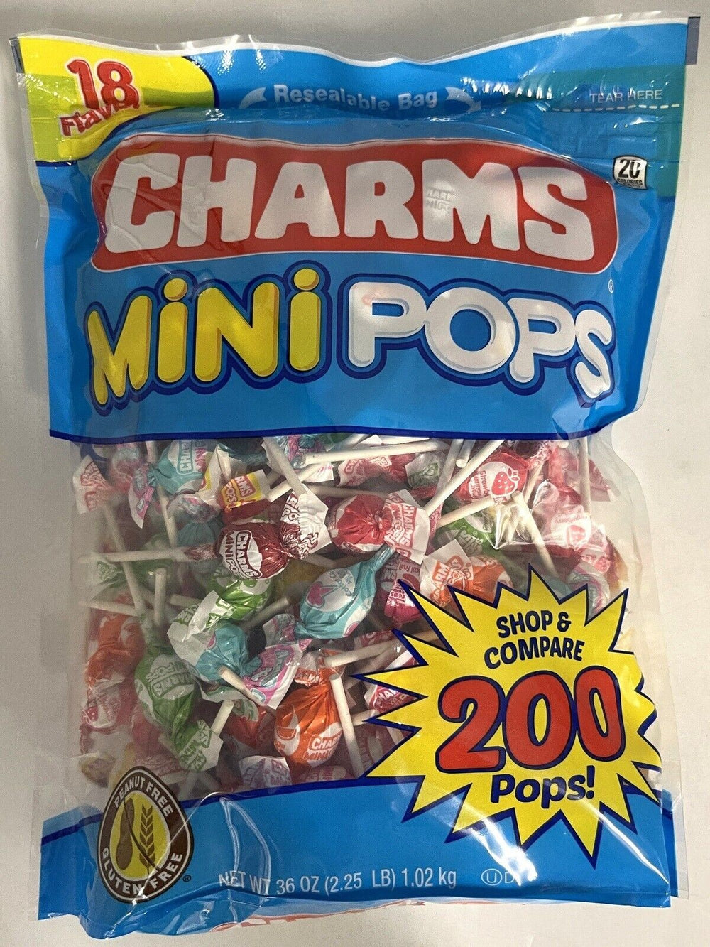 Charms Mini Pops Lollipop Bag 36 Oz   Assorted Fruit Flavored Hard Candy - QTY 2 - X47