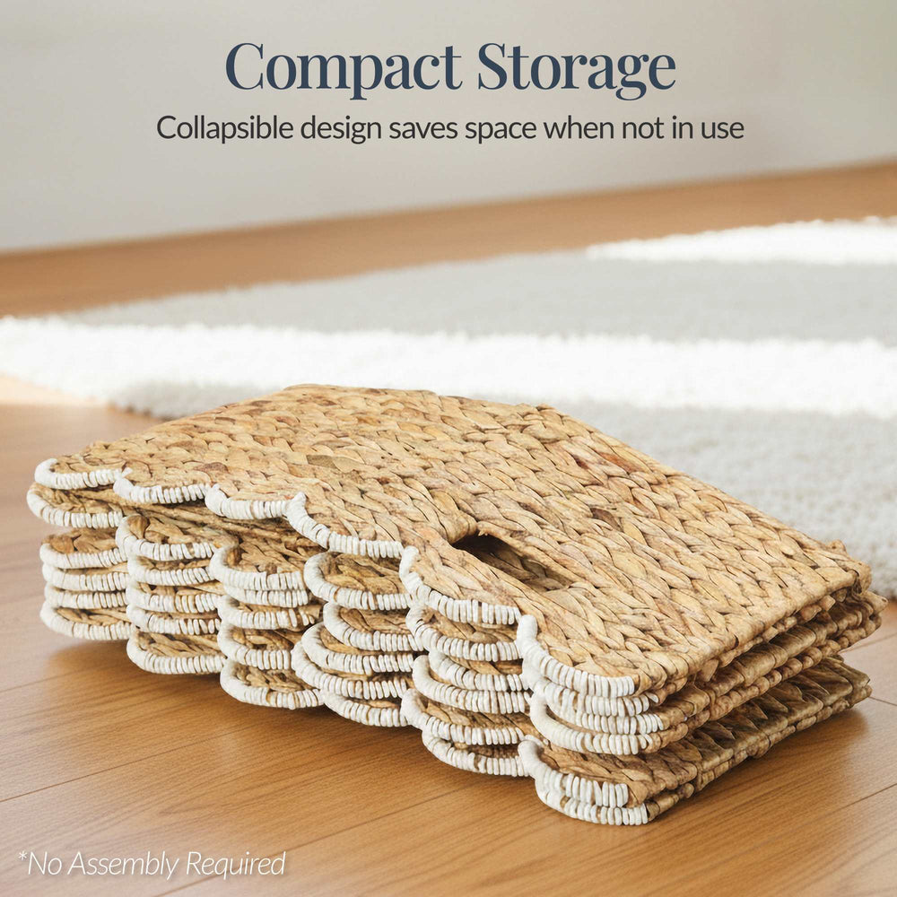 Best Choice Products Scalloped 13 x 13in Hyacinth Storage Basket Set of 5 - Natural with White Trim - G1 - 1588