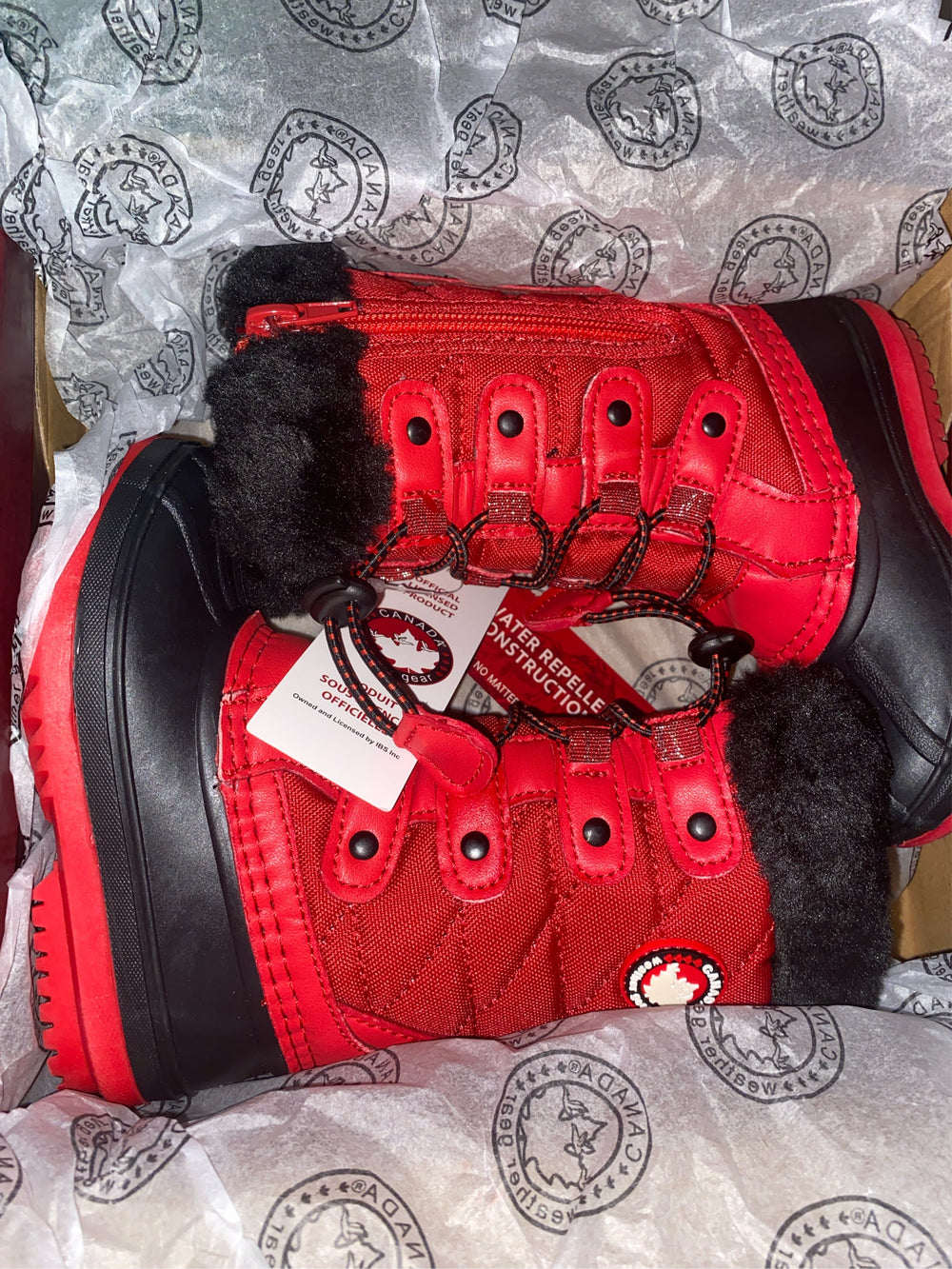 Canada Weather Gear Girls' Cold Weather Boots Red/Black - Red & Black Ally Duck Boots - Girls Size 7M - K12 - 287