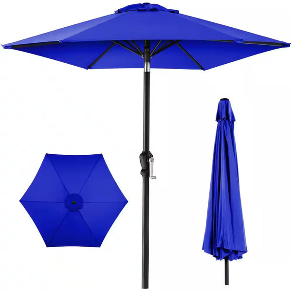 Resort Blue 10 ft. Steel Market Patio Umbrella with Crank and Tilt 1755