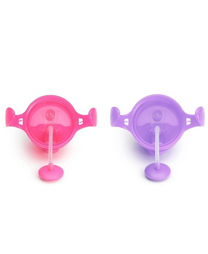 Munchkin Toddler Click Lock Weighted Straw Cup, 7 oz, Pink/Purple, Pack of 2 - Multi - C11 - 487