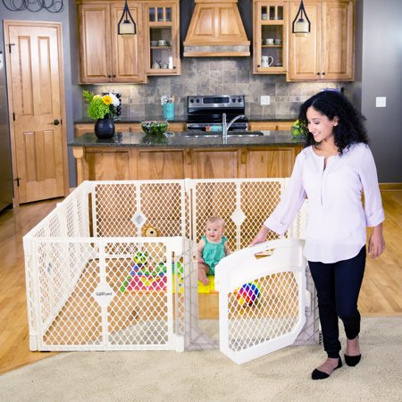 Toddleroo by North States Superyard Ultimate Baby Playpen Gate, 26" Tall, 8 Panels, Ivory -H8-1838