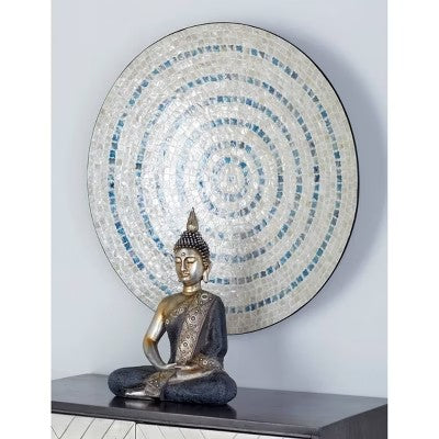 Mother of Pearl Plate Handmade Mosaic Wall Decor Beige - Olivia & May -B4-1057