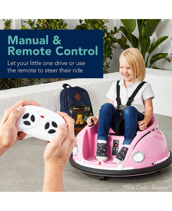 Best Choice Products 6V Kids Ride On Bumper Car Toy w/ Remote Control, Harness, Lights, 360 Degree Spin - Black - H1 - 1955