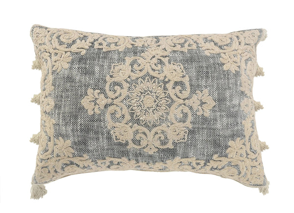 LR Home Dynasty 14-in x 20-in Gray/Ivory Indoor Decorative Pillow -E10-1879